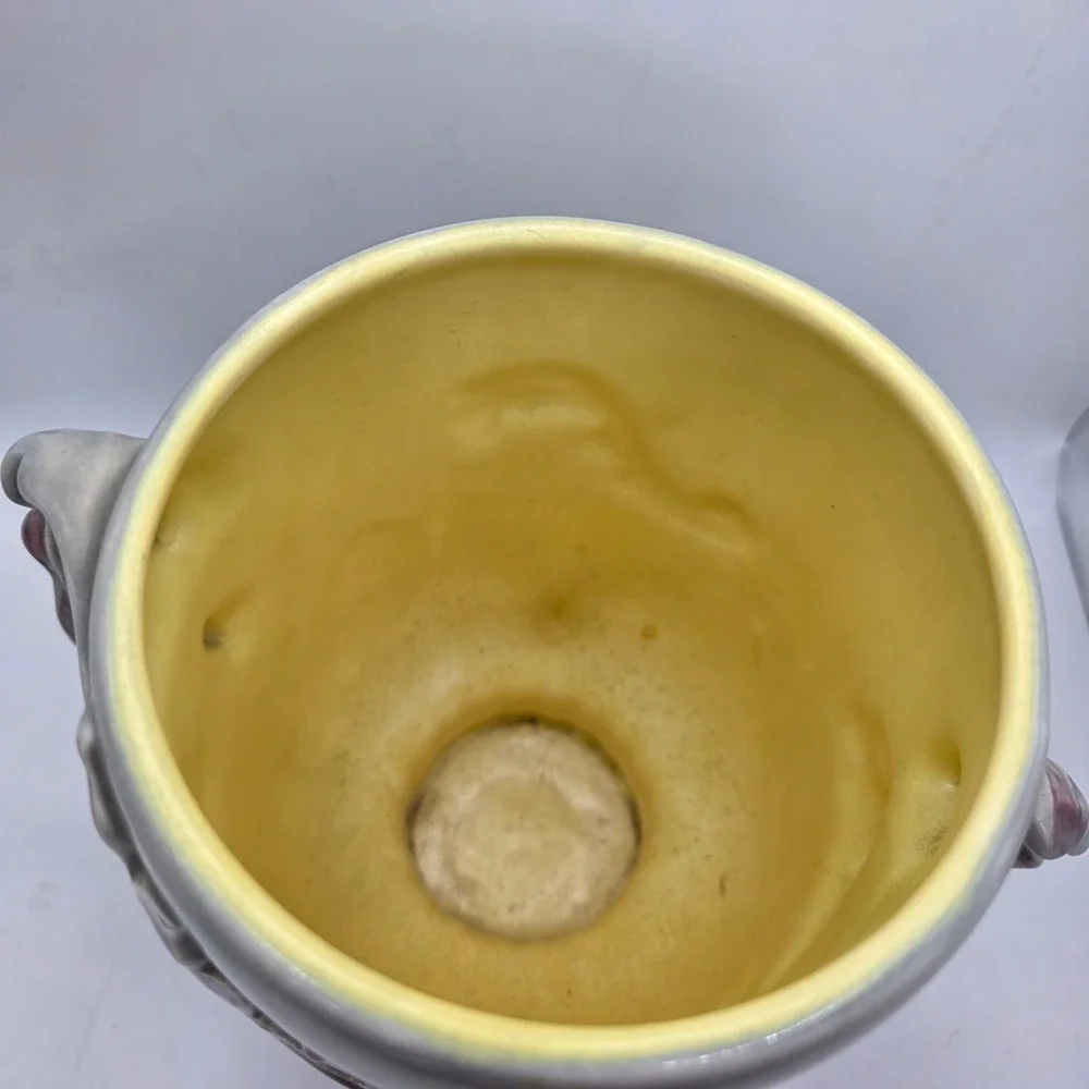 Vintage Red Wing Pottery #1107 Pedestal Vase Gray Yellow Purple Acanthus USA
